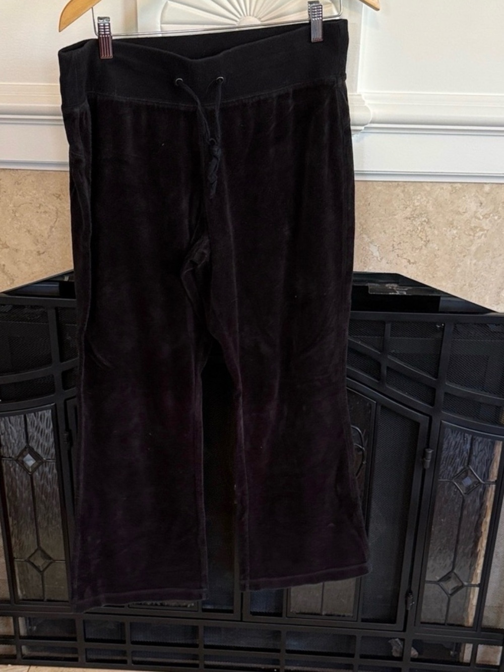Tek Gear Black Velour Flare Pants Drawstring Lounge Sweatpants L